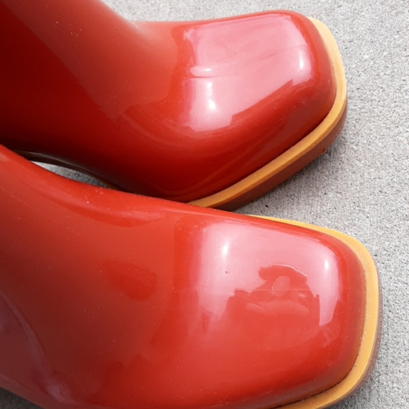 Melissa Sz 6 Plastic Orange Chunky Heel Boots - Picture 14 of 16